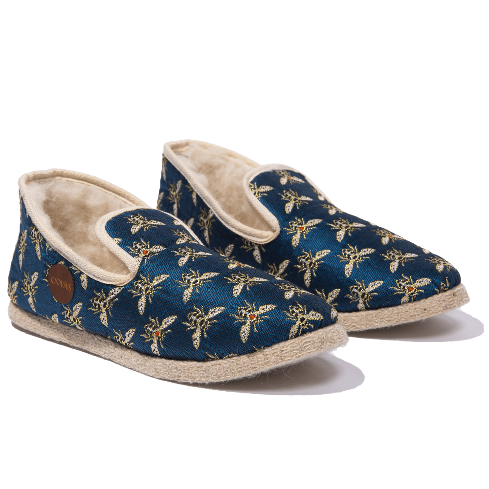 Charentaises femme homme authentiques Bleu Reine Cousus hero made in France
