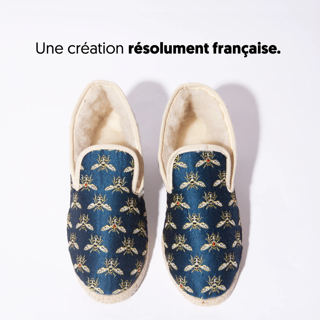 Charentaises artisanales Cousus Bleue Reine vue de haut