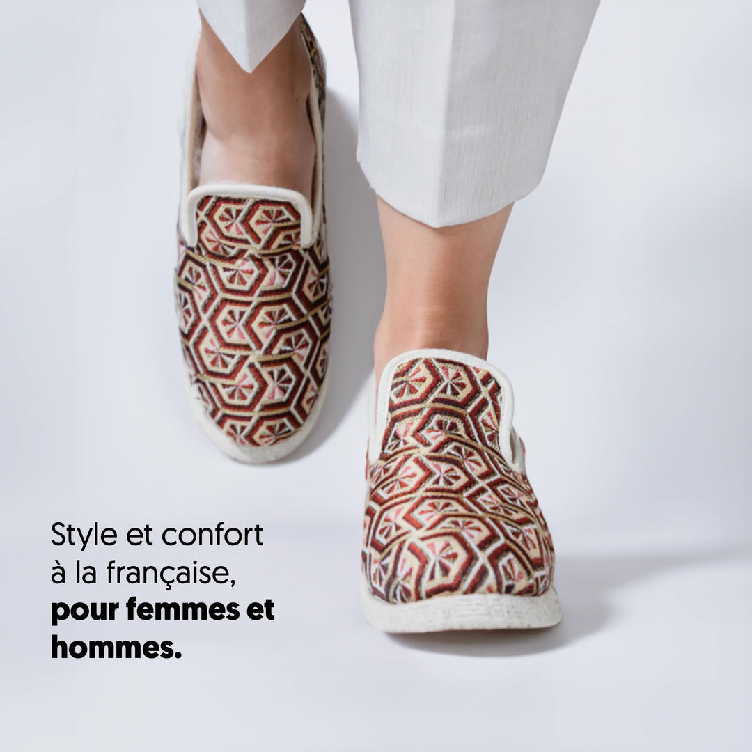 Charentaises femme Made in France Bordeaux Ardent Cousus