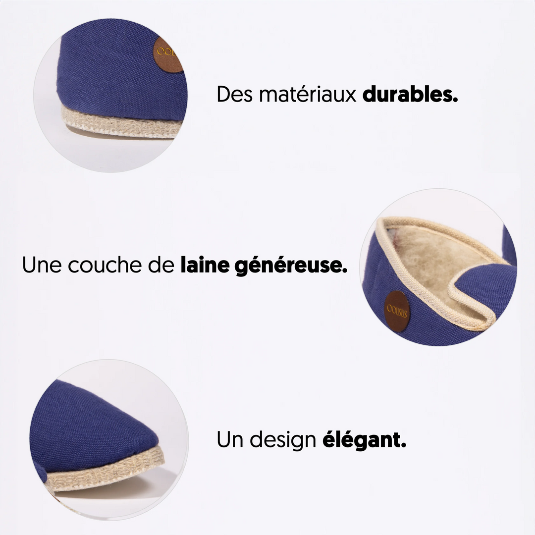 Charentaises homme femme COUSUS Lin Bleu Celeste attributs produits