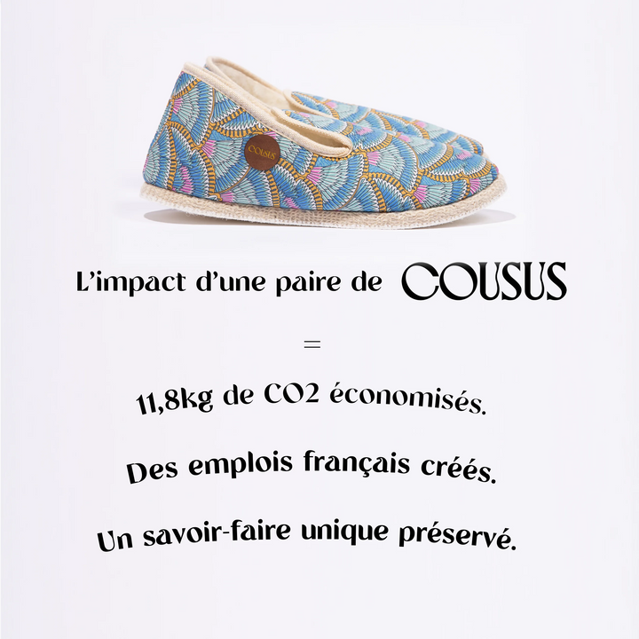 Charentaises COUSUS homme femme Petales d'Icare impact positif