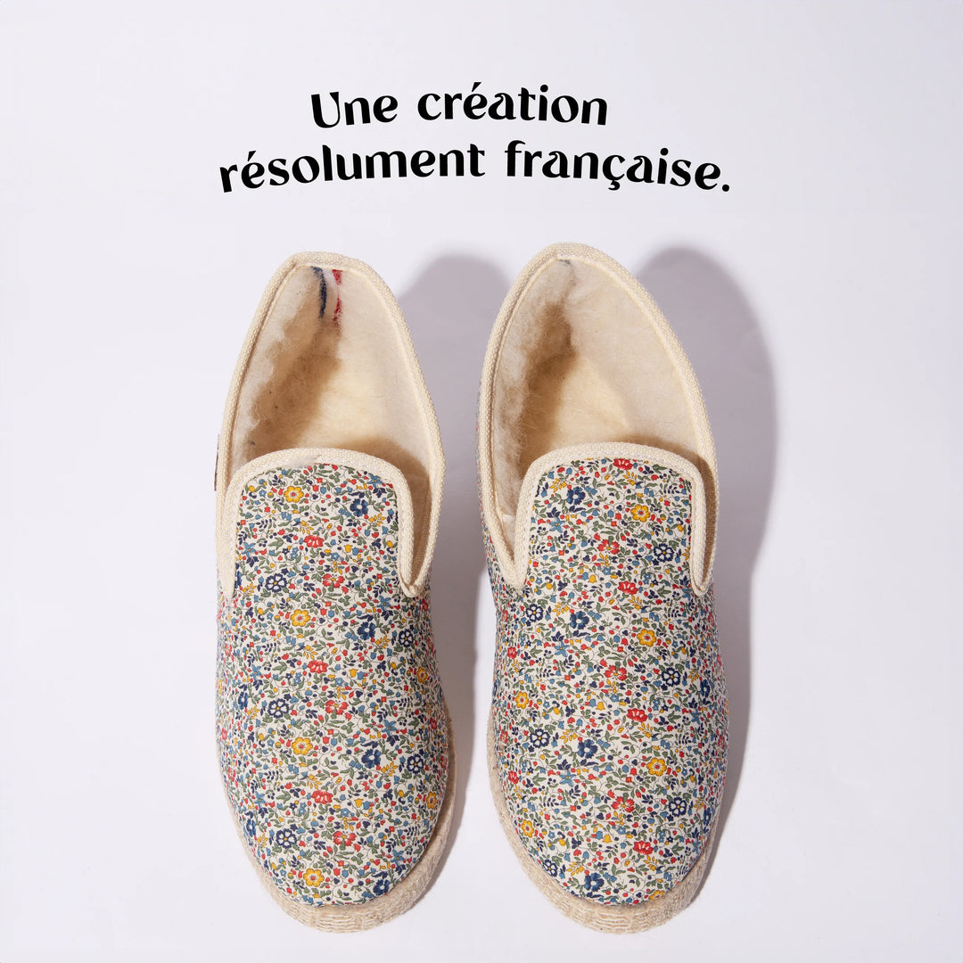 Charentaises originales Cousus modèle fines fleurs vue haut