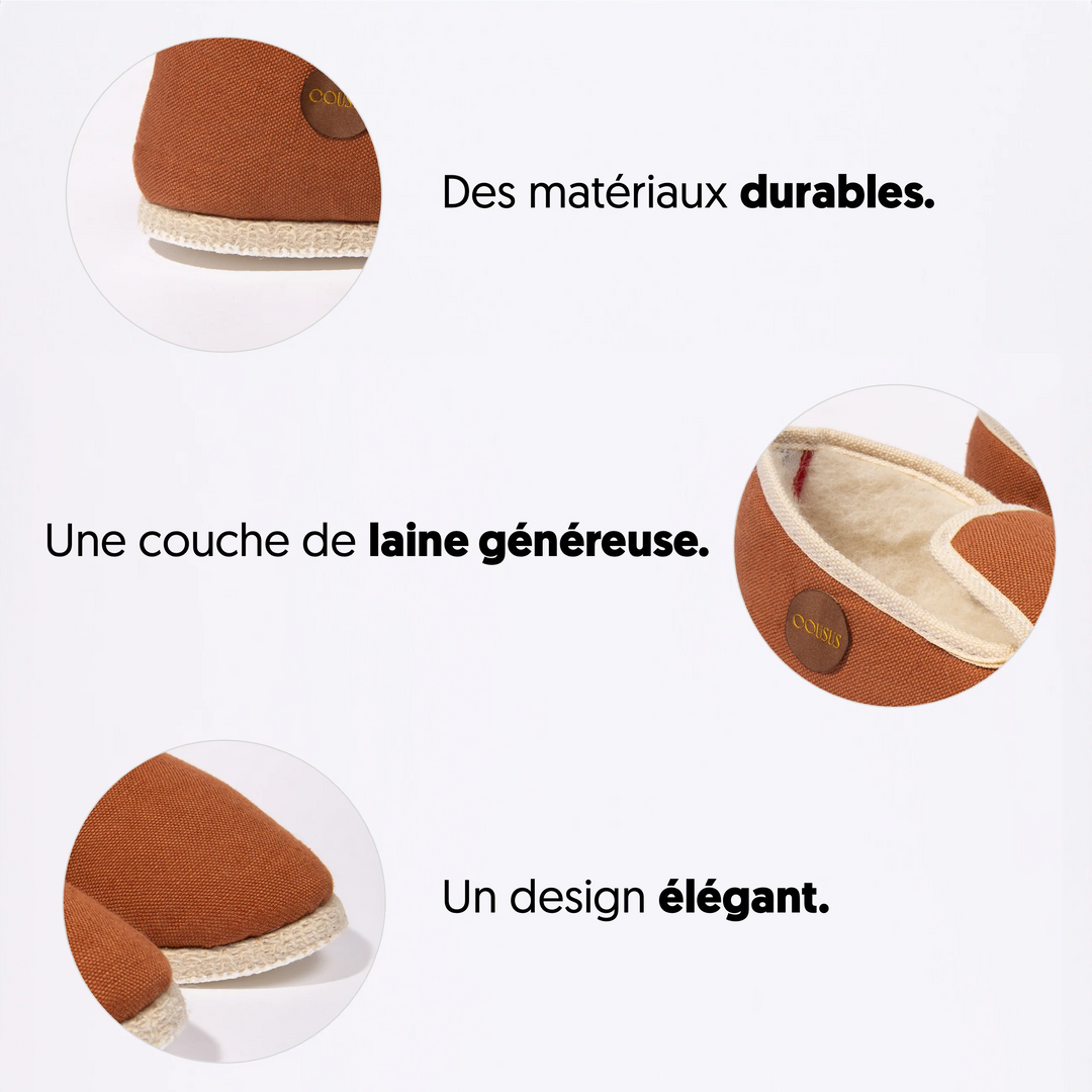 Charentaises homme femme COUSUS Lin Aube d'Ocre attributs produits