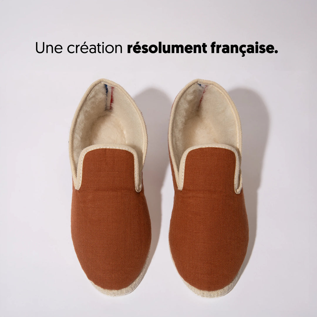 Charentaises homme femme COUSUS Lin Aube d'Ocre haut