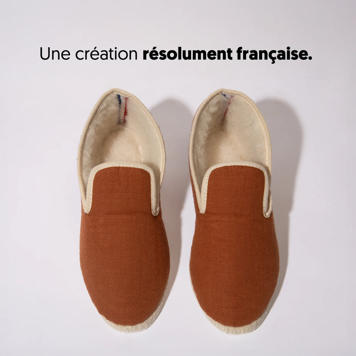 Charentaises homme femme COUSUS Lin Aube d'Ocre haut