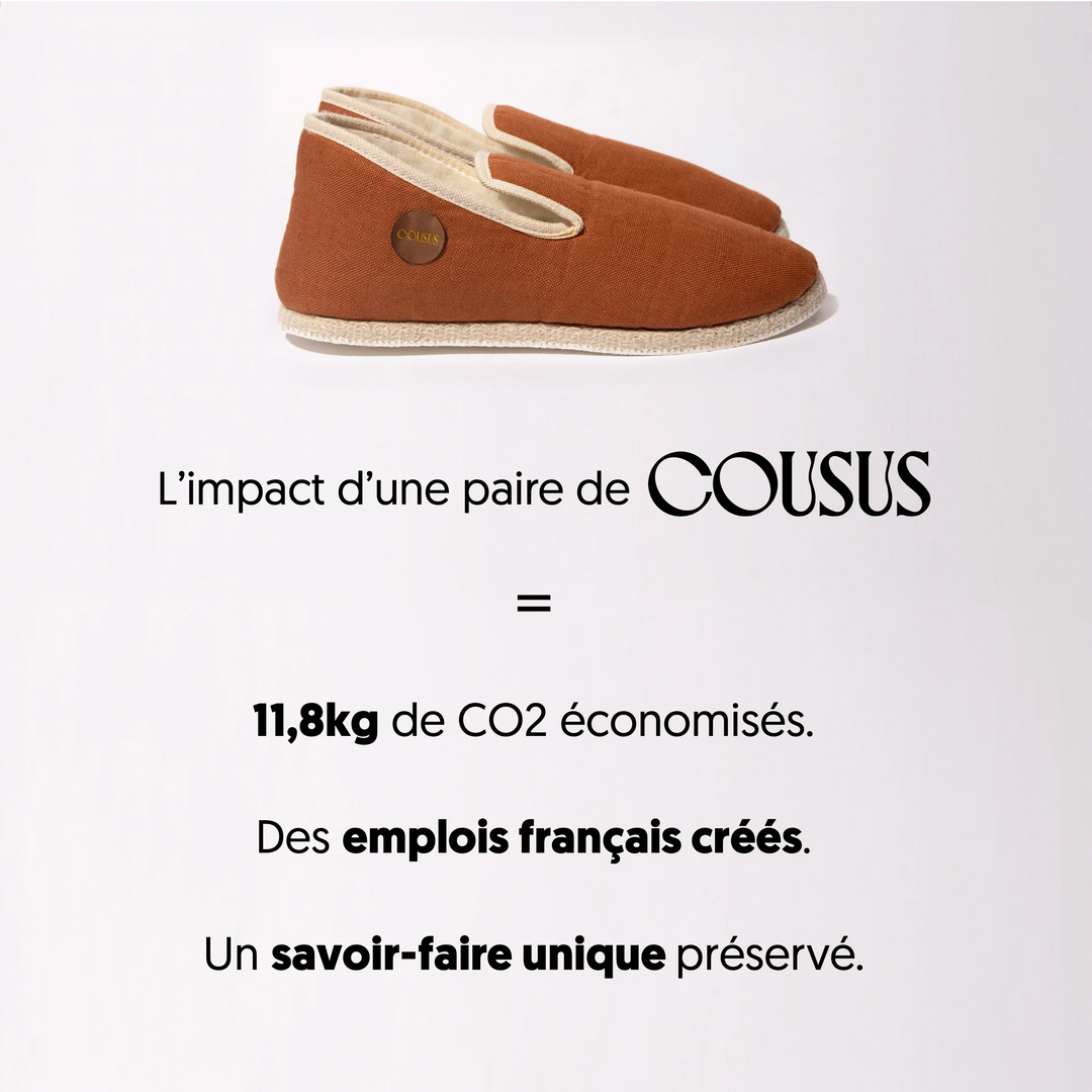 Charentaises homme femme COUSUS Lin Aube d'Ocre impact positif