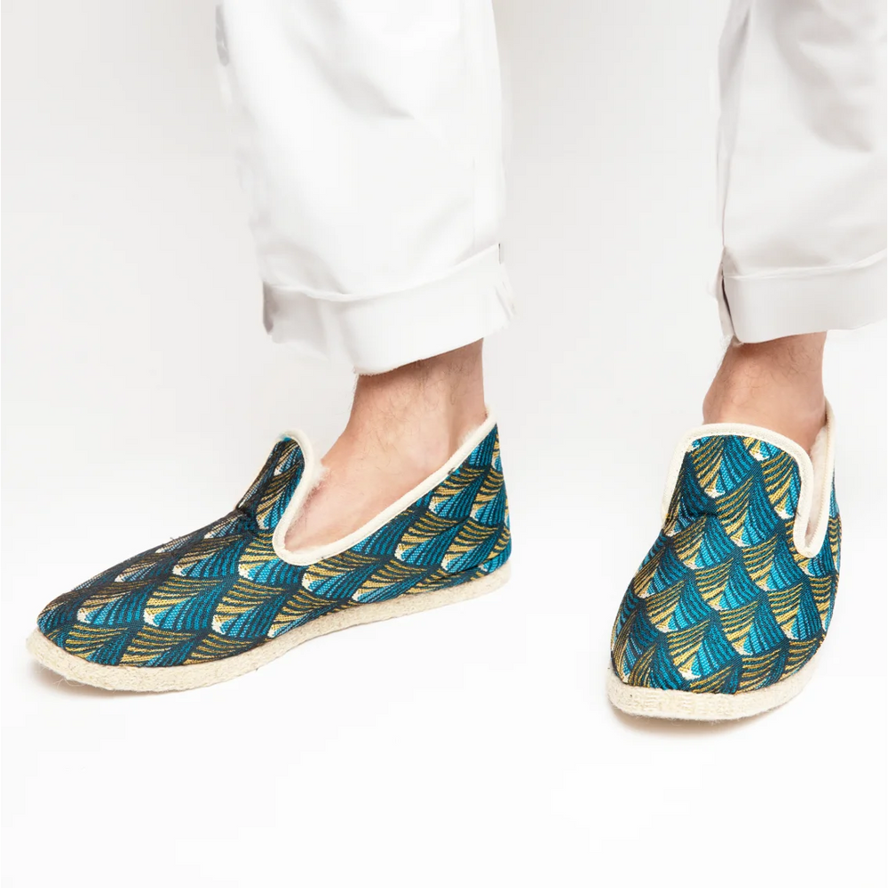 Charentaises COUSUS fabriquées en France Intime Turquoise pour homme et femme