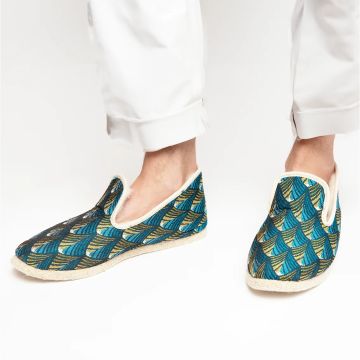 Charentaises COUSUS fabriquées en France Intime Turquoise pour homme et femme
