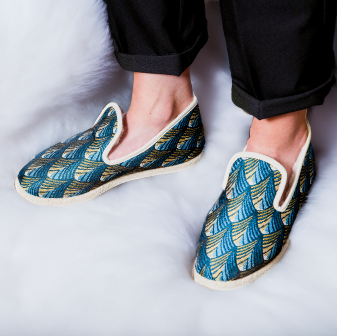 Charentaises COUSUS fabriquées en France Intime Turquoise lifestyle