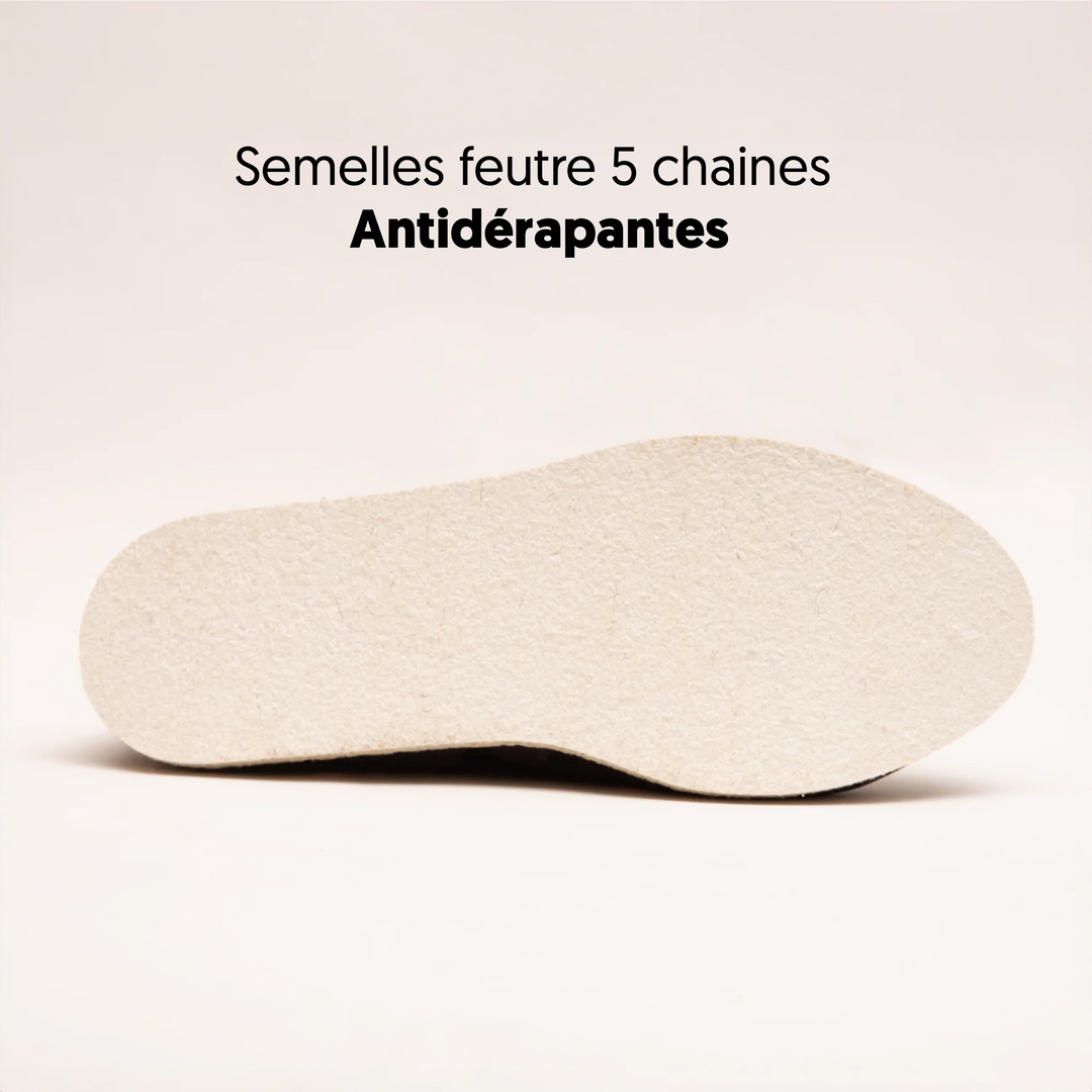 Semelles feutre 5 chaines antiderapantes Charentaises Cousus