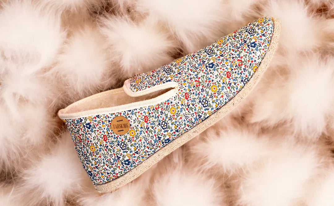 Charentaises françaises Cousus à motif fleuri fabriquées en France