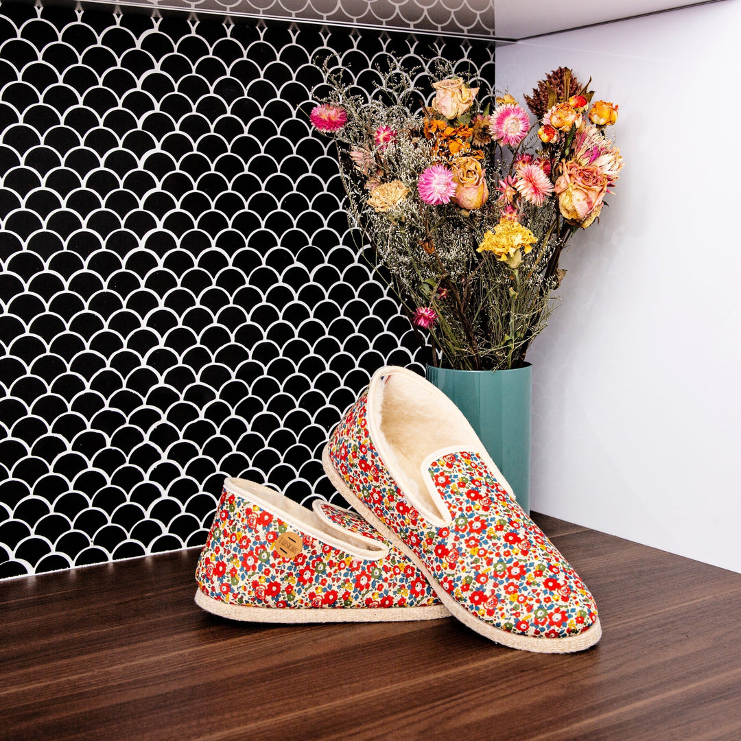 Charentaises pour homme et femme fleuries